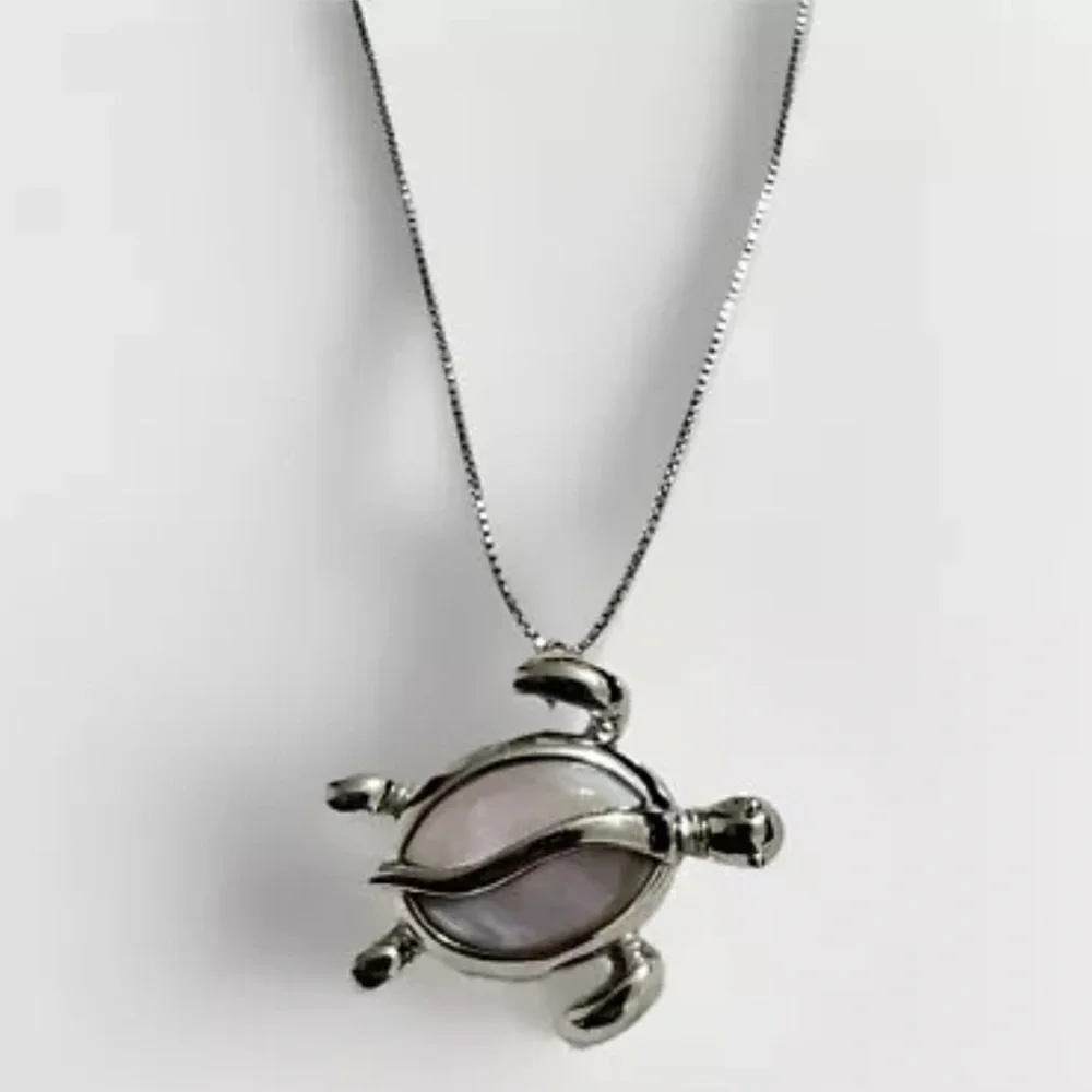 Sterling Silver 925 Sea Turtle Pendant Necklace 18” Italy